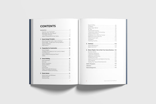 What is inside "Sauna Construction Handbook"?