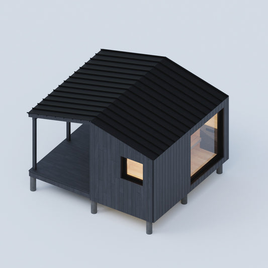 sauna axonometric 3D projection drawing